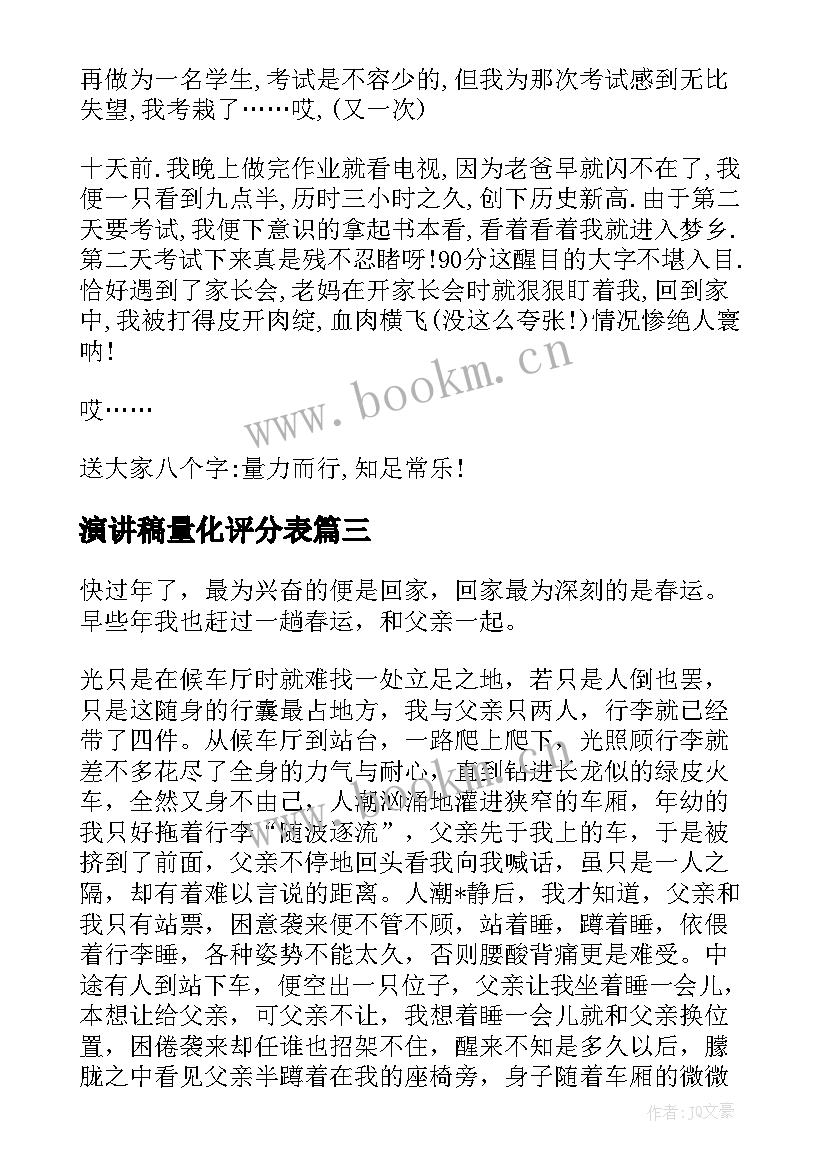 2023年演讲稿量化评分表 量力而行的成语故事(汇总8篇)