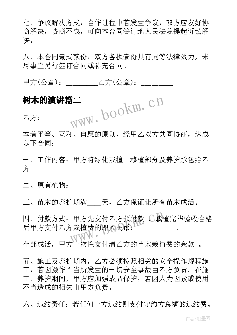 2023年树木的演讲 树苗销售合同(汇总8篇)