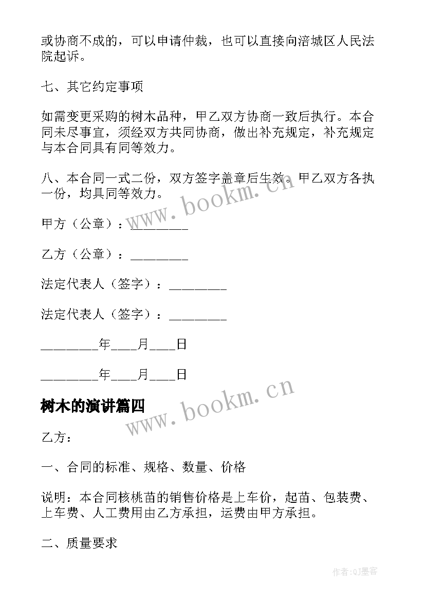 2023年树木的演讲 树苗销售合同(汇总8篇)