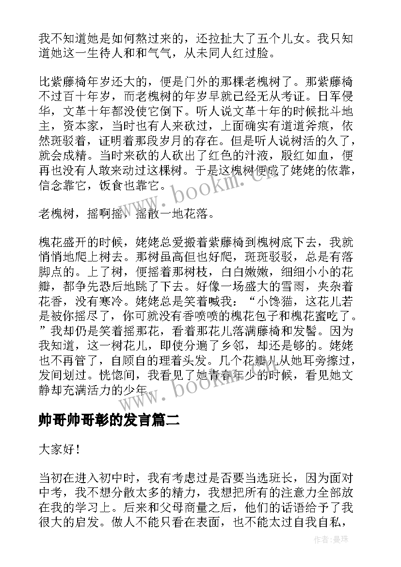 最新帅哥帅哥彰的发言(通用6篇)