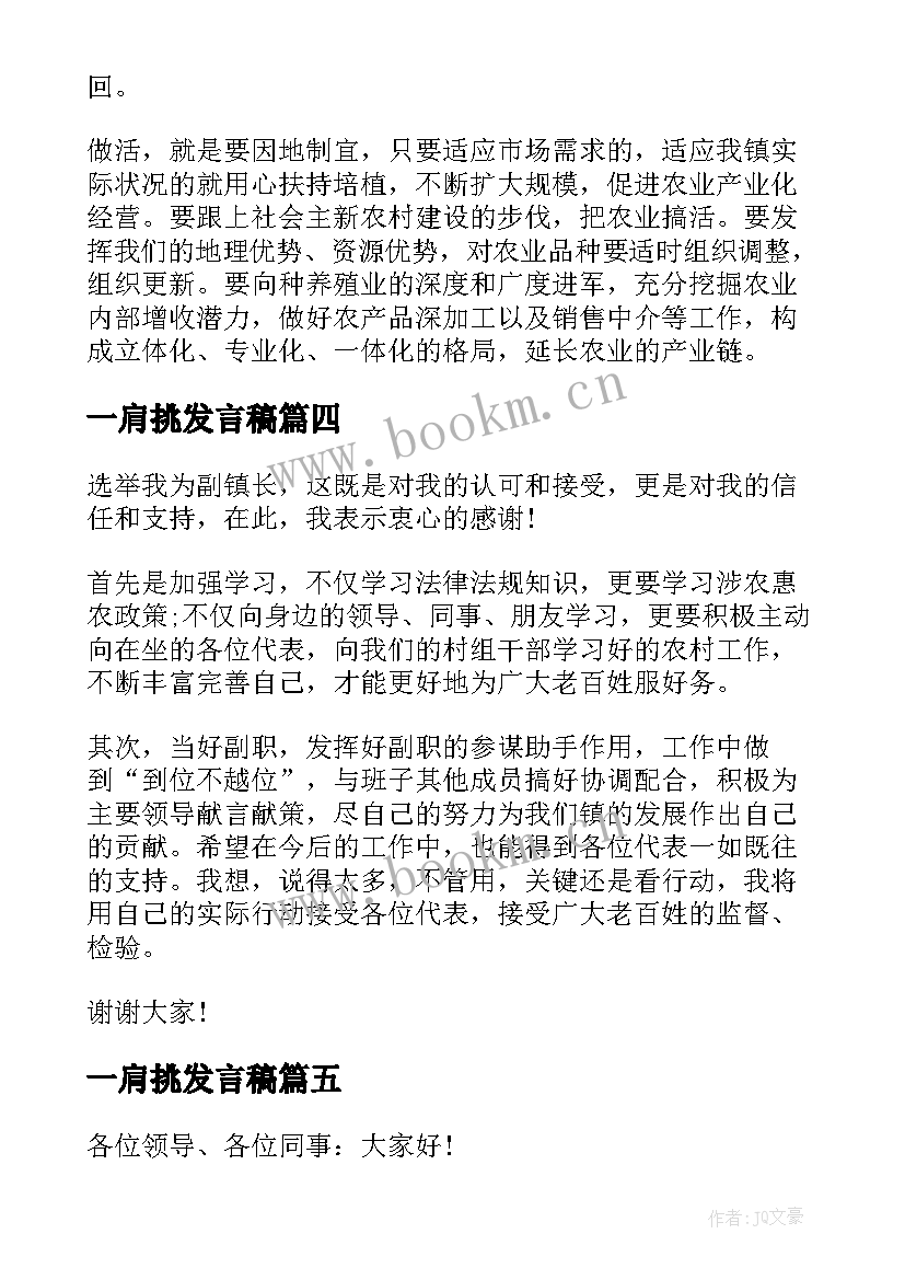 2023年一肩挑发言稿(模板7篇)