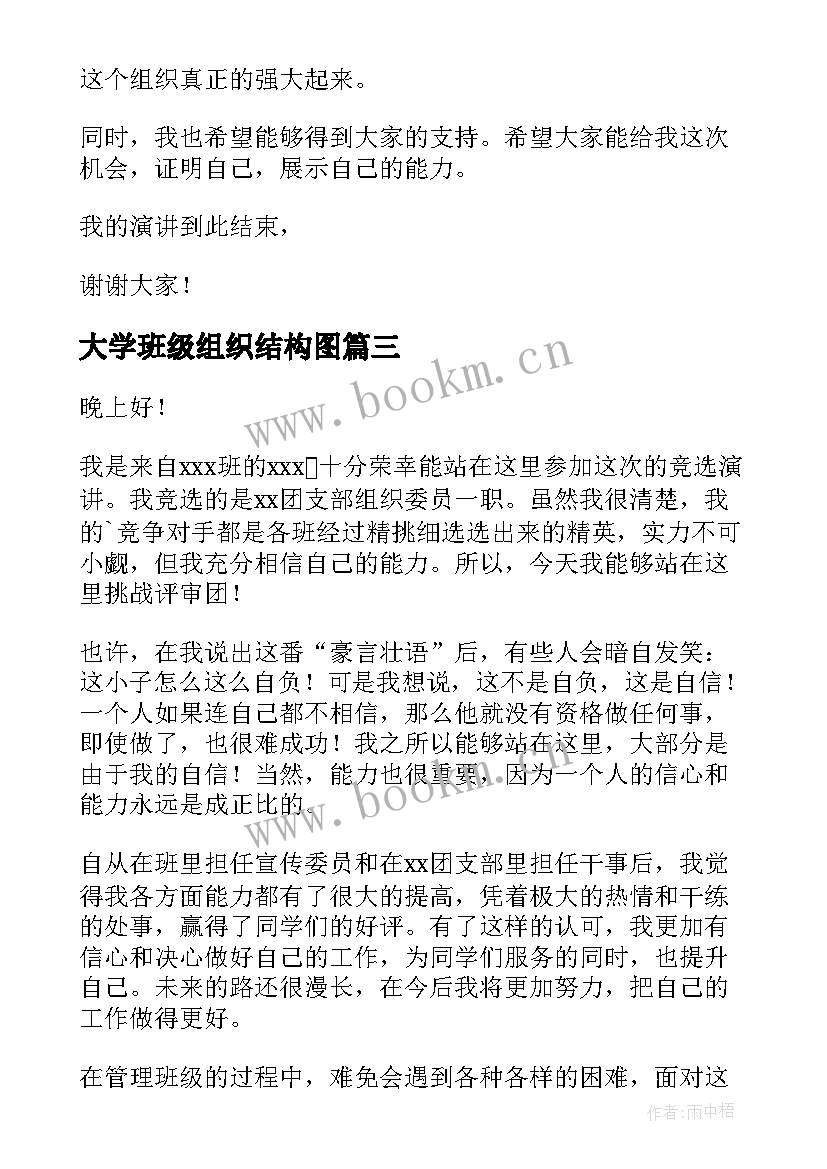 大学班级组织结构图 大学组织委员竞选演讲稿(通用8篇)