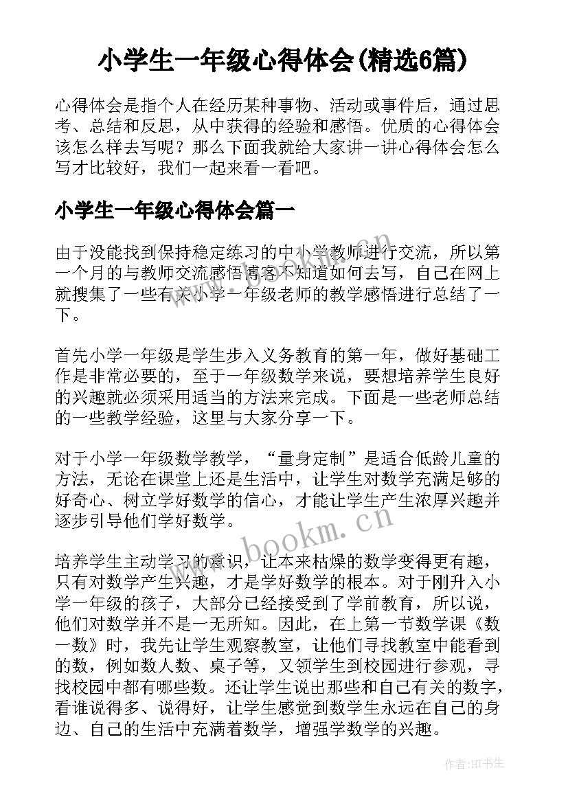 小学生一年级心得体会(精选6篇)