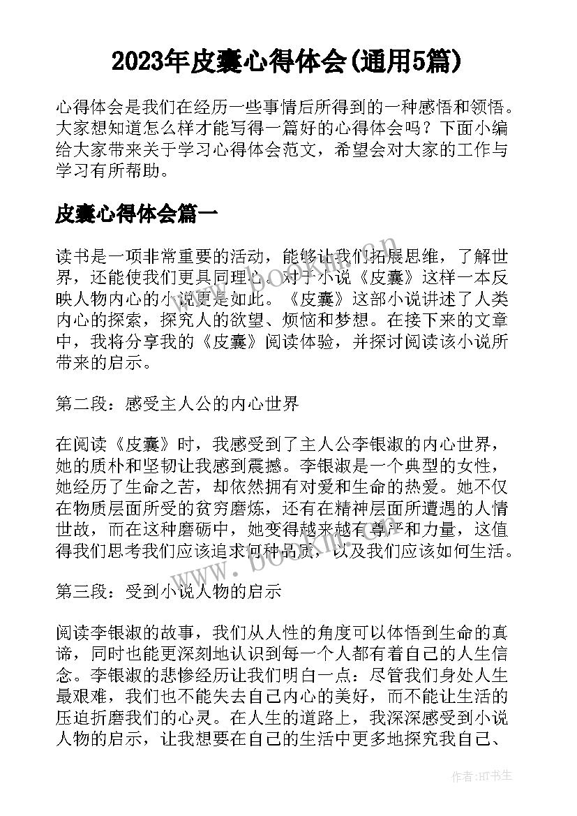 2023年皮囊心得体会(通用5篇)