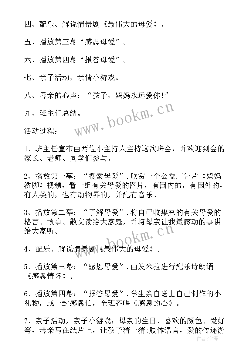 最新母亲节班会记录表 母亲节班会教案(大全9篇)