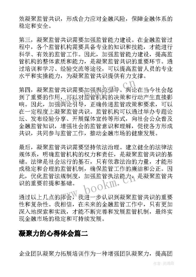 2023年凝聚力的心得体会 凝聚监管共识心得体会(优秀10篇)