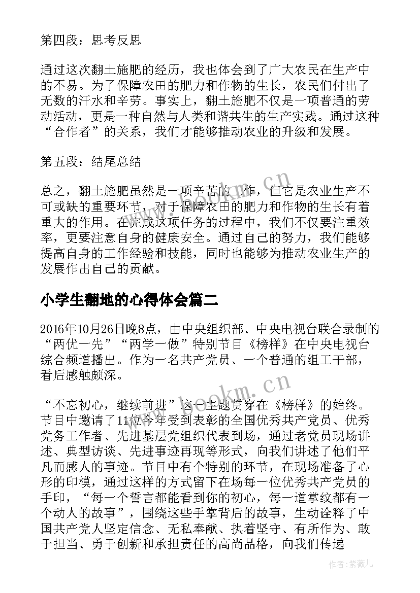 2023年小学生翻地的心得体会 翻土施肥的劳动心得体会(汇总5篇)