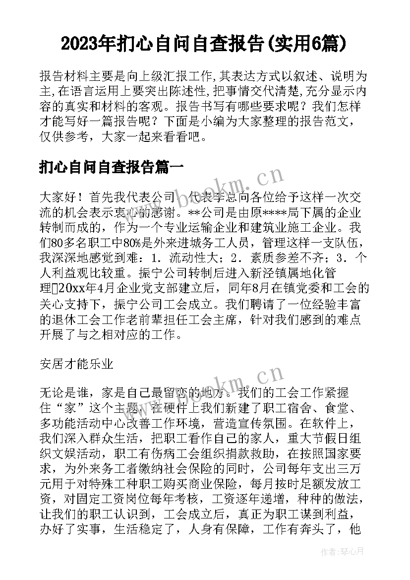 2023年扪心自问自查报告(实用6篇)