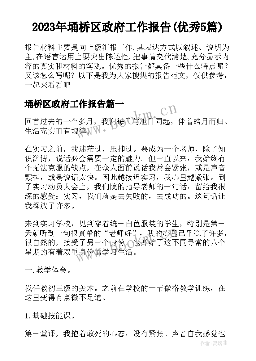 2023年埇桥区政府工作报告(优秀5篇)