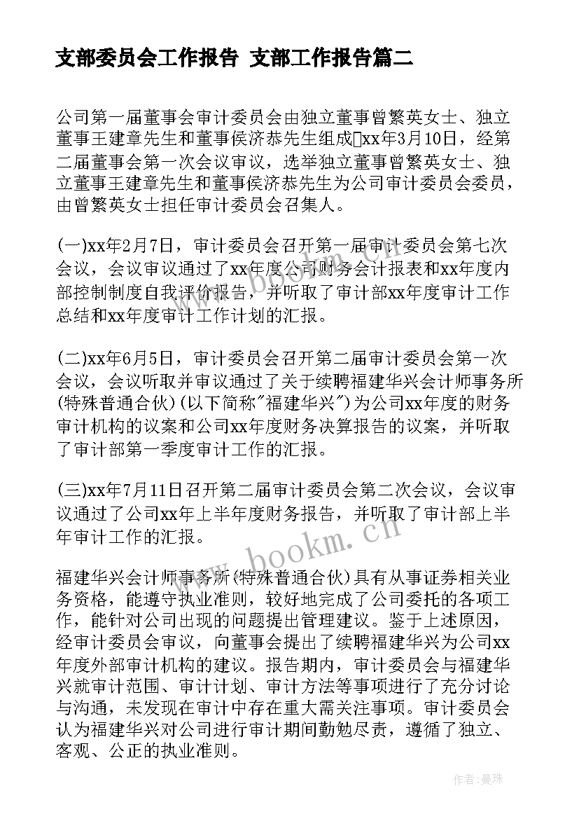 最新支部委员会工作报告 支部工作报告(优质5篇)