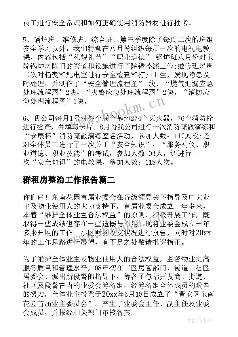 群租房整治工作报告(汇总6篇)