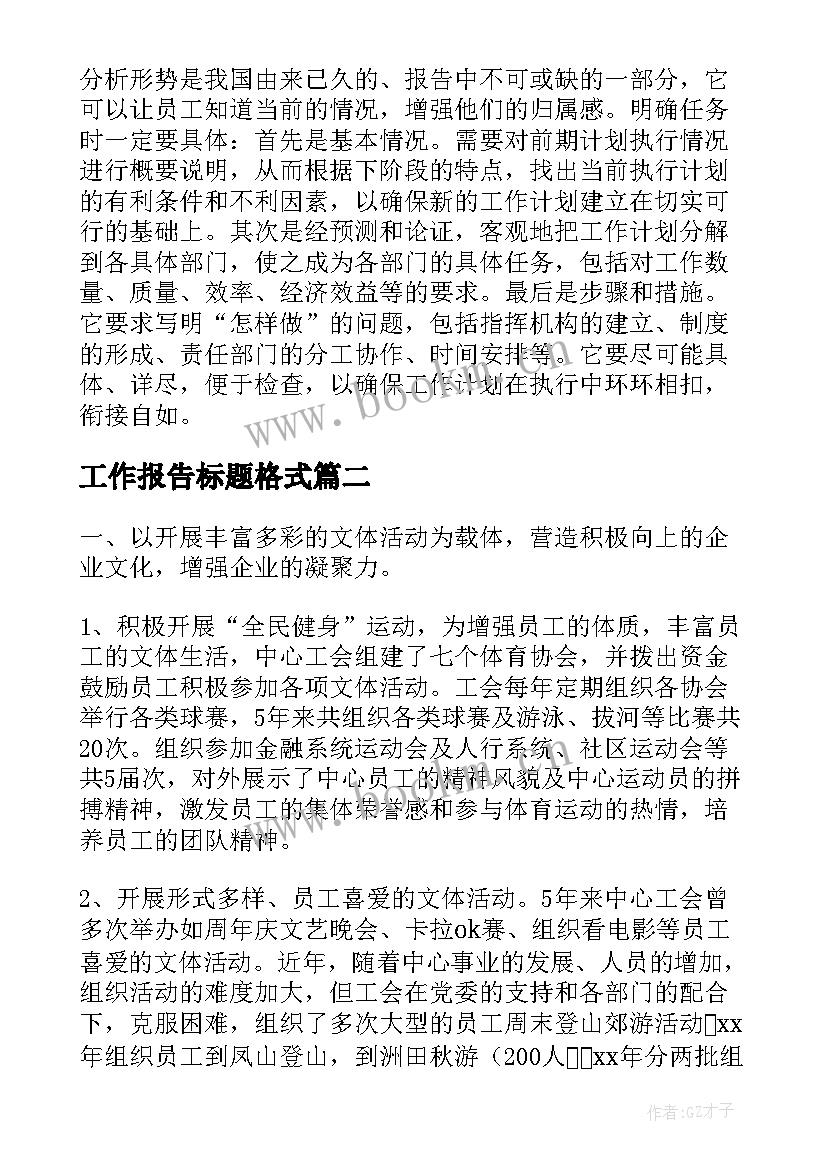 2023年工作报告标题格式(大全5篇)