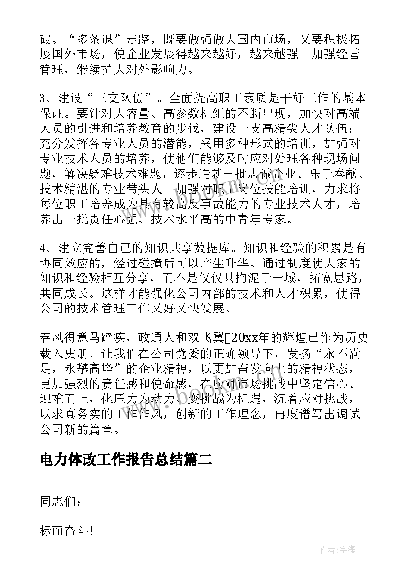 2023年电力体改工作报告总结(优质5篇)