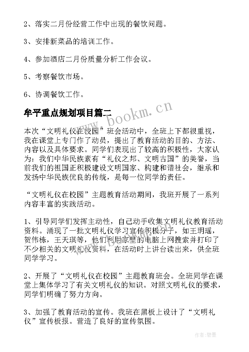 2023年牟平重点规划项目(优质7篇)