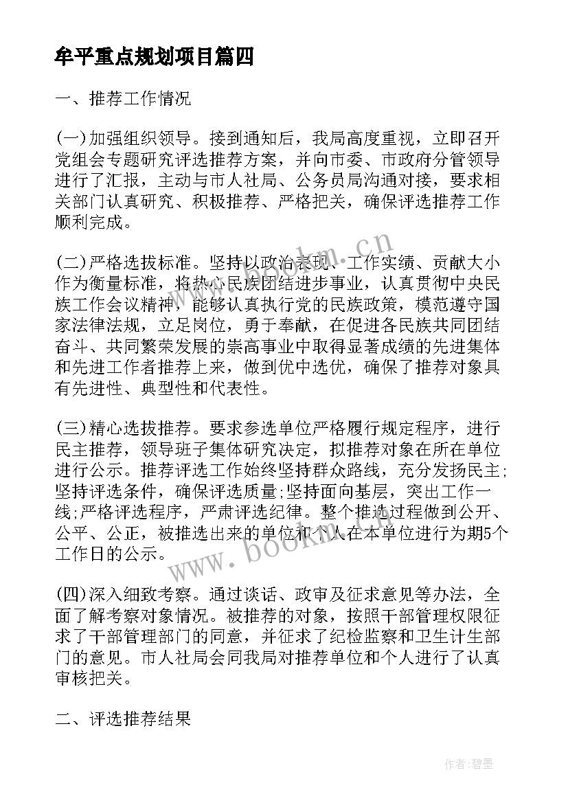 2023年牟平重点规划项目(优质7篇)