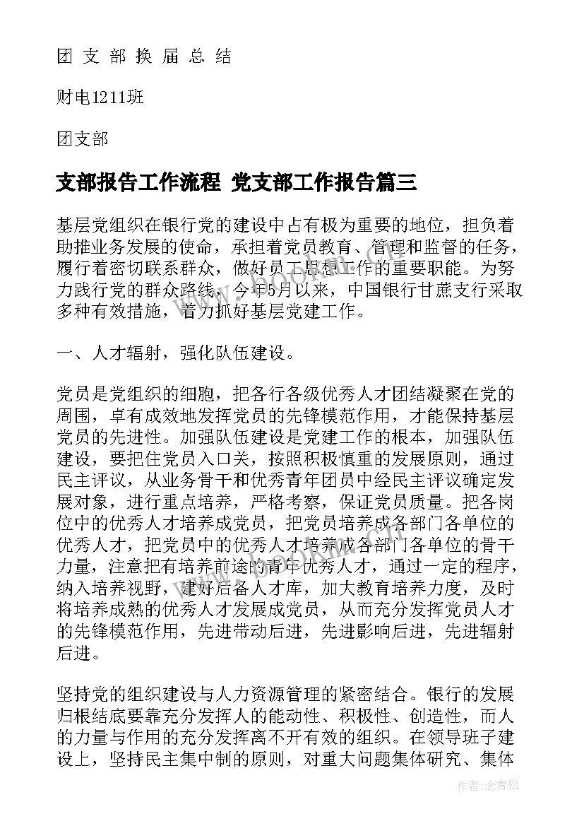 支部报告工作流程 党支部工作报告(优秀7篇)