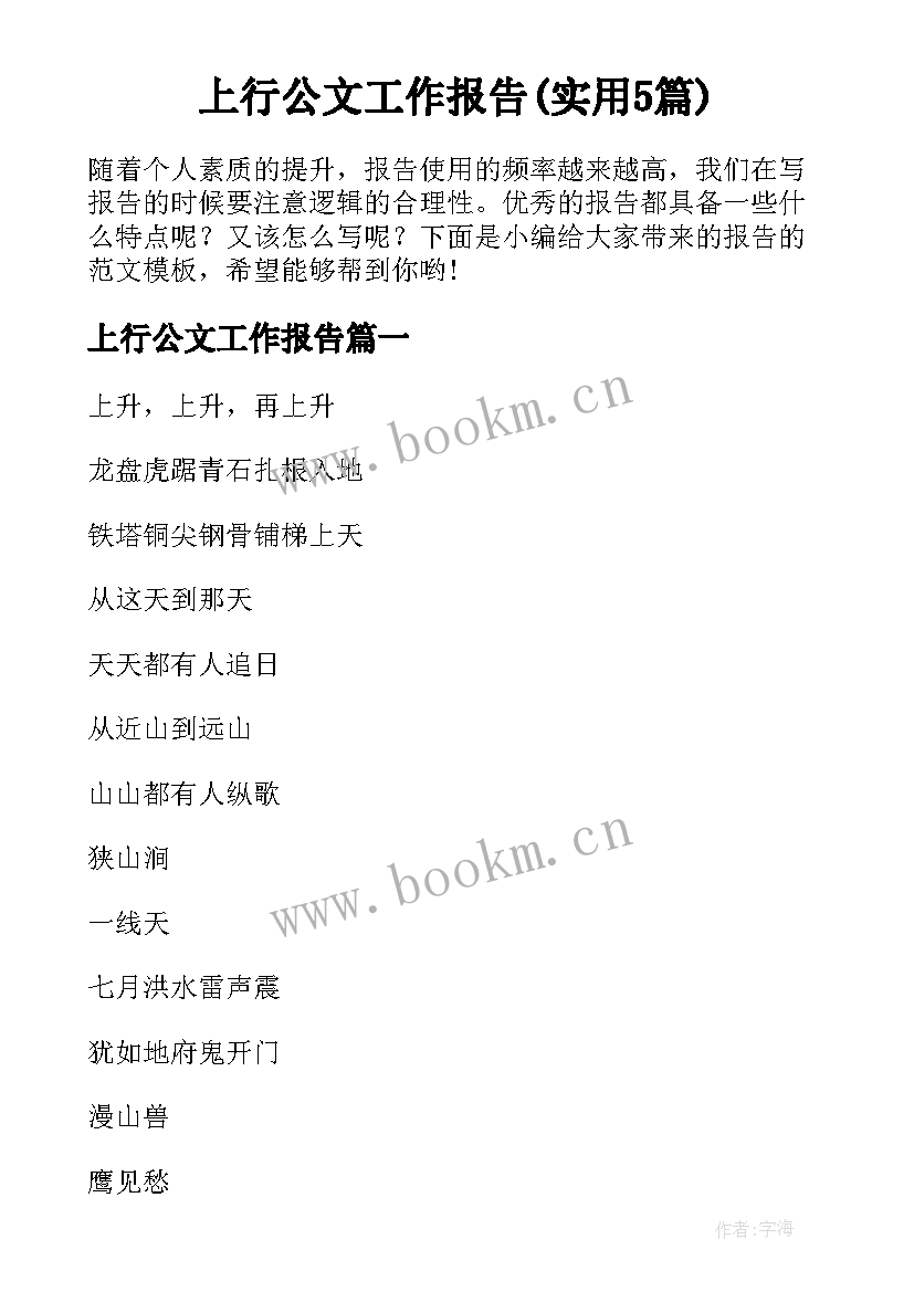 上行公文工作报告(实用5篇)