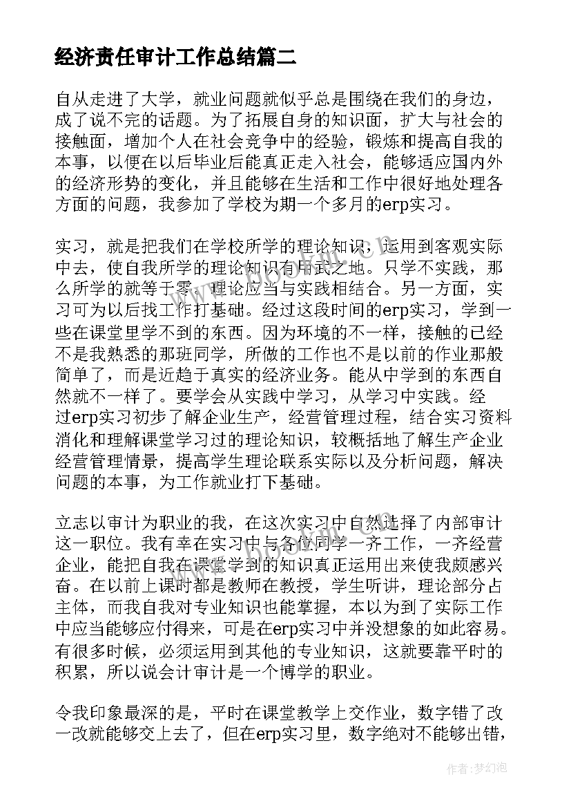 最新经济责任审计工作总结(实用9篇)