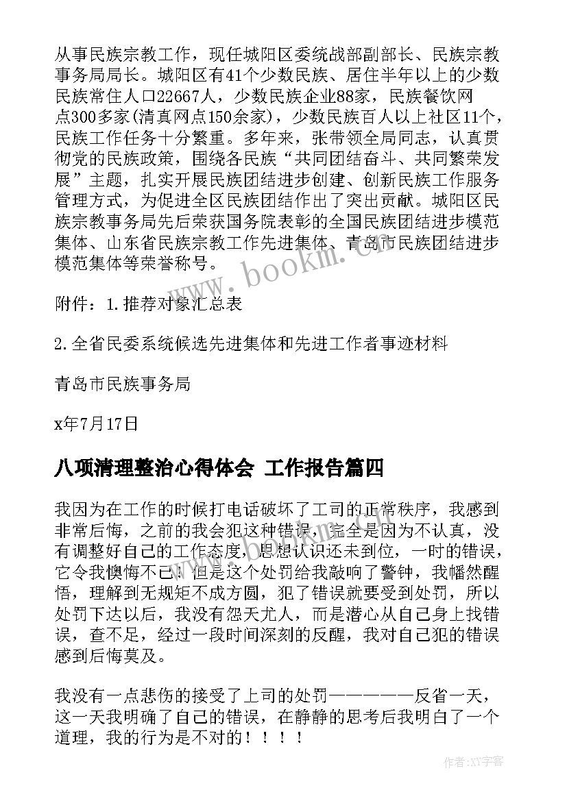 2023年八项清理整治心得体会(精选8篇)