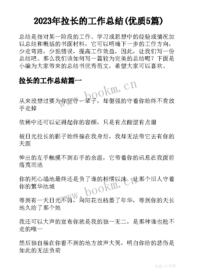 2023年拉长的工作总结(优质5篇)