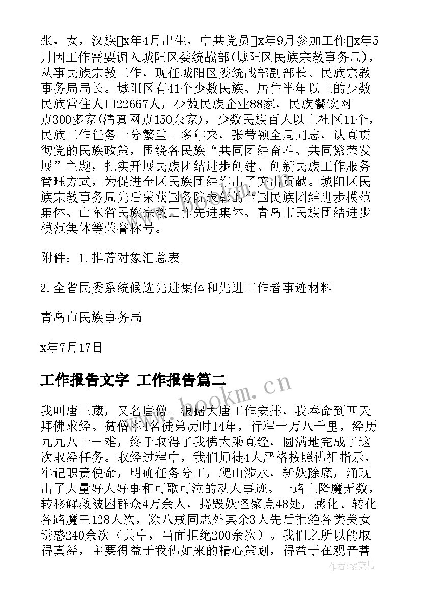 2023年工作报告文字(实用9篇)