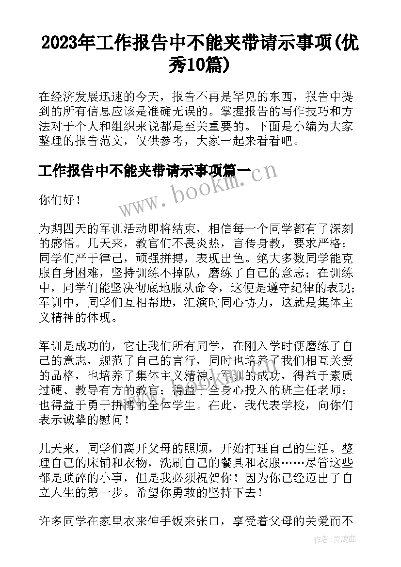 2023年工作报告中不能夹带请示事项(优秀10篇)