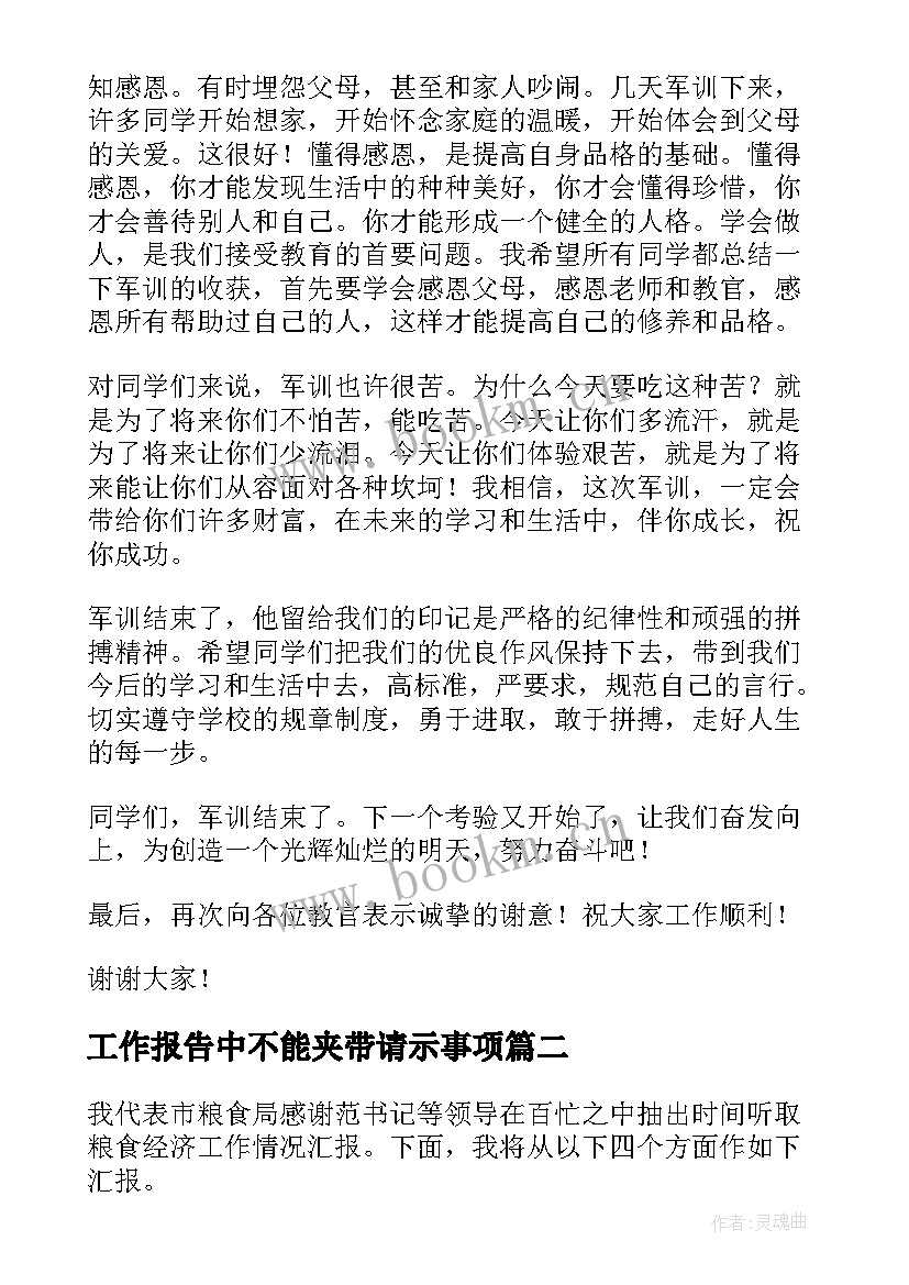 2023年工作报告中不能夹带请示事项(优秀10篇)