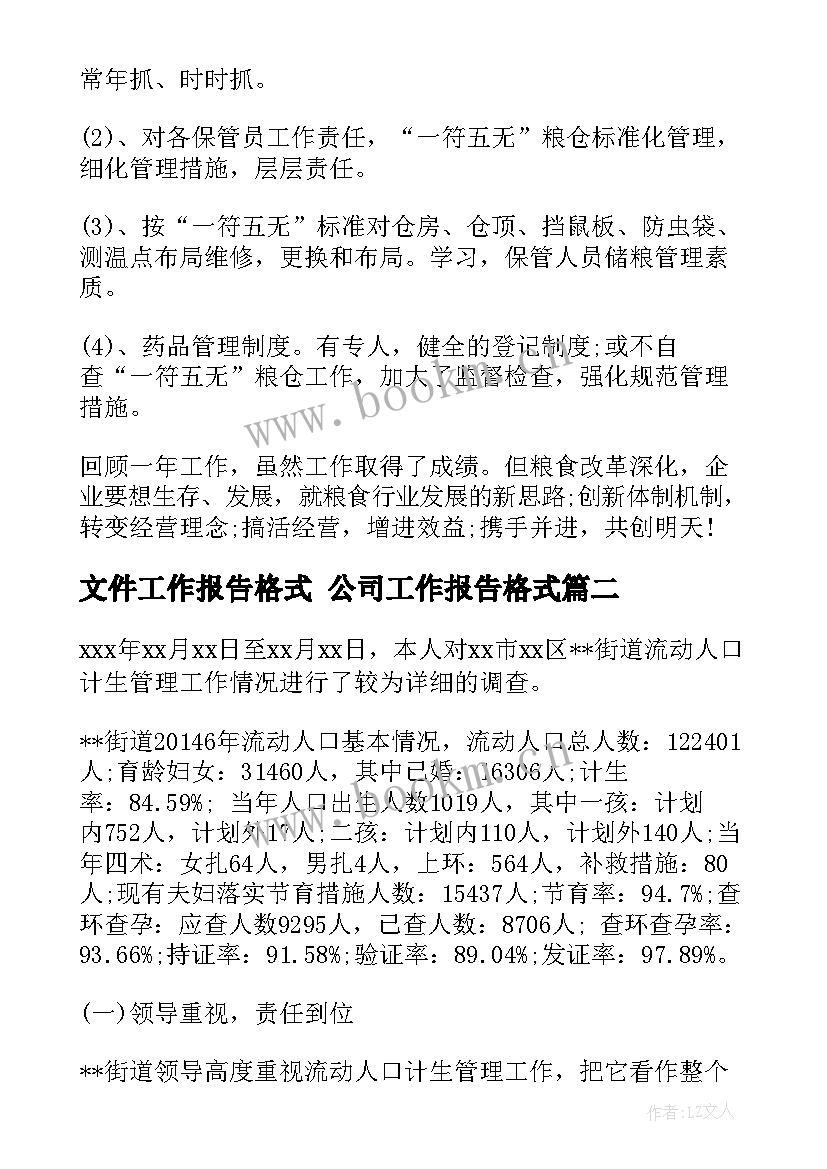 2023年文件工作报告格式 公司工作报告格式(实用6篇)