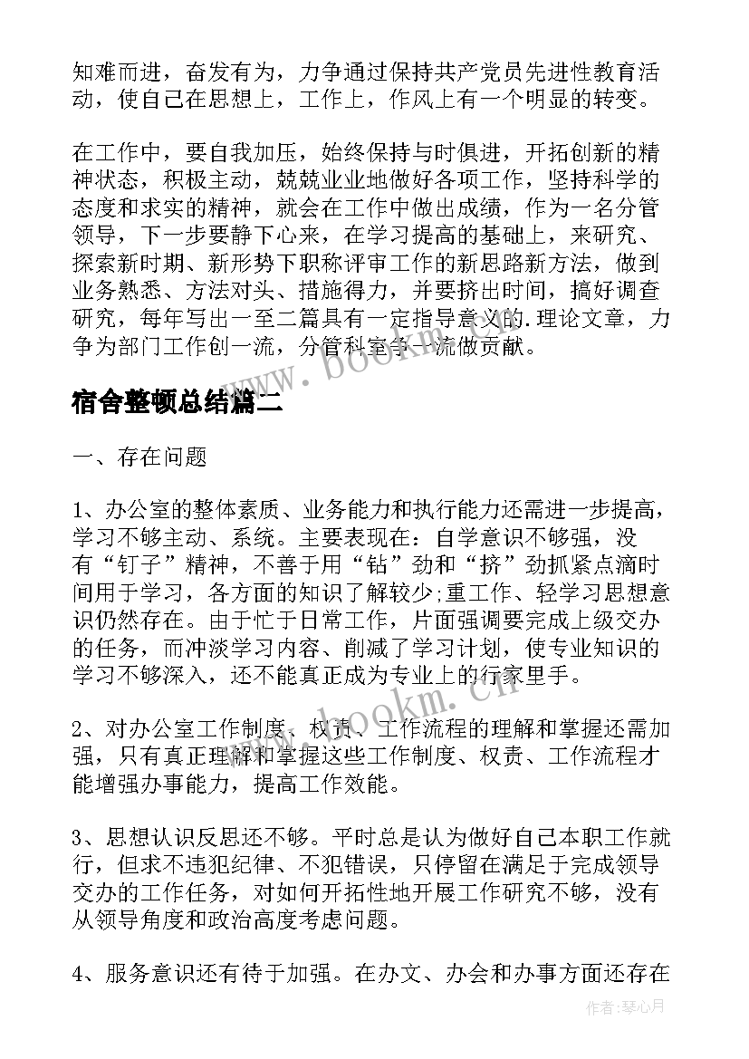 2023年宿舍整顿总结(模板5篇)