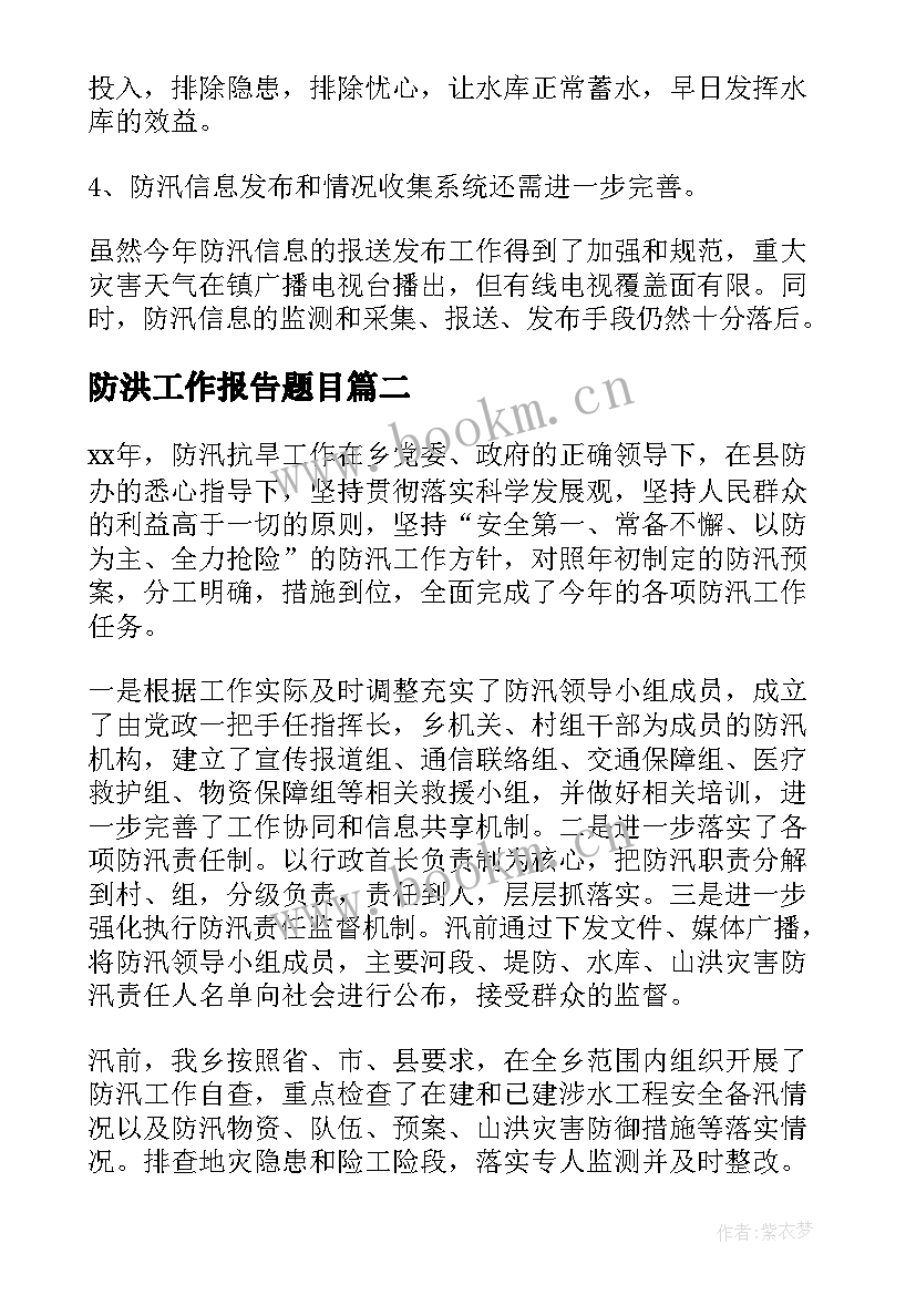 2023年防洪工作报告题目(汇总5篇)