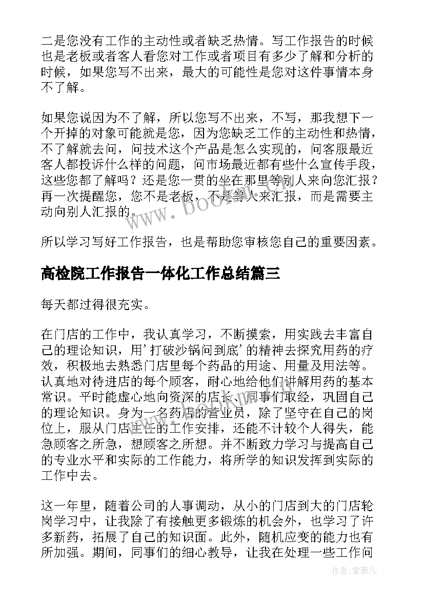 2023年高检院工作报告一体化工作总结(模板7篇)