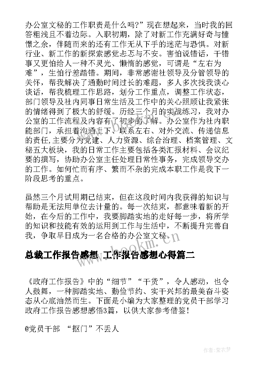 2023年总裁工作报告感想 工作报告感想心得(汇总5篇)