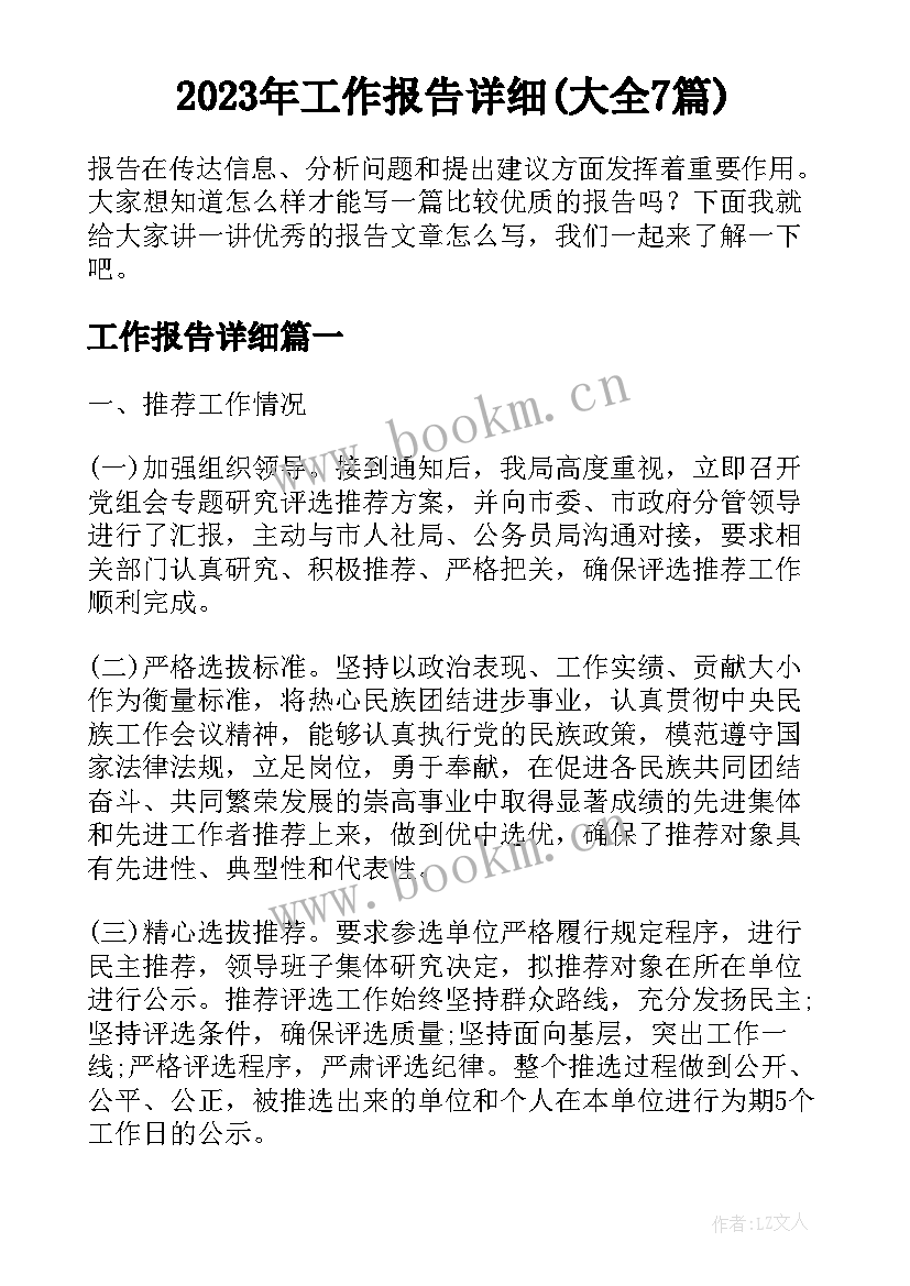 2023年工作报告详细(大全7篇)