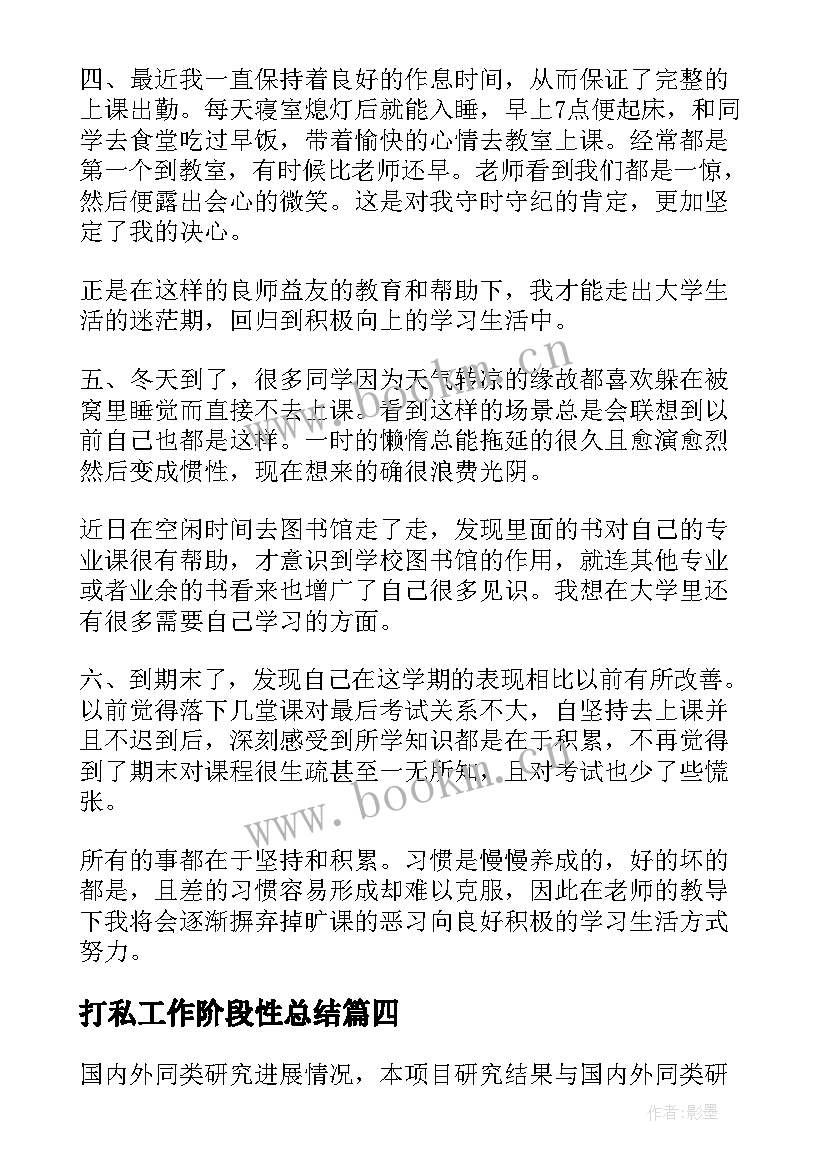 打私工作阶段性总结(模板9篇)