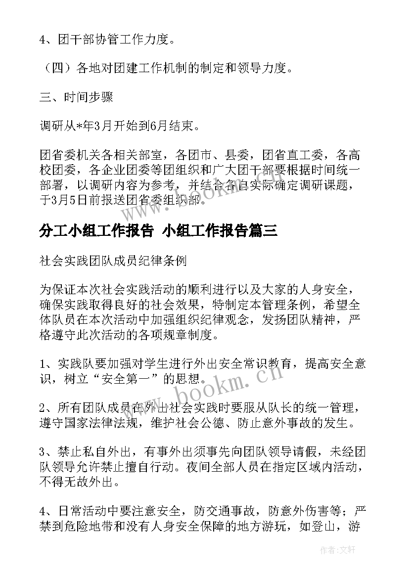 2023年分工小组工作报告 小组工作报告(通用5篇)