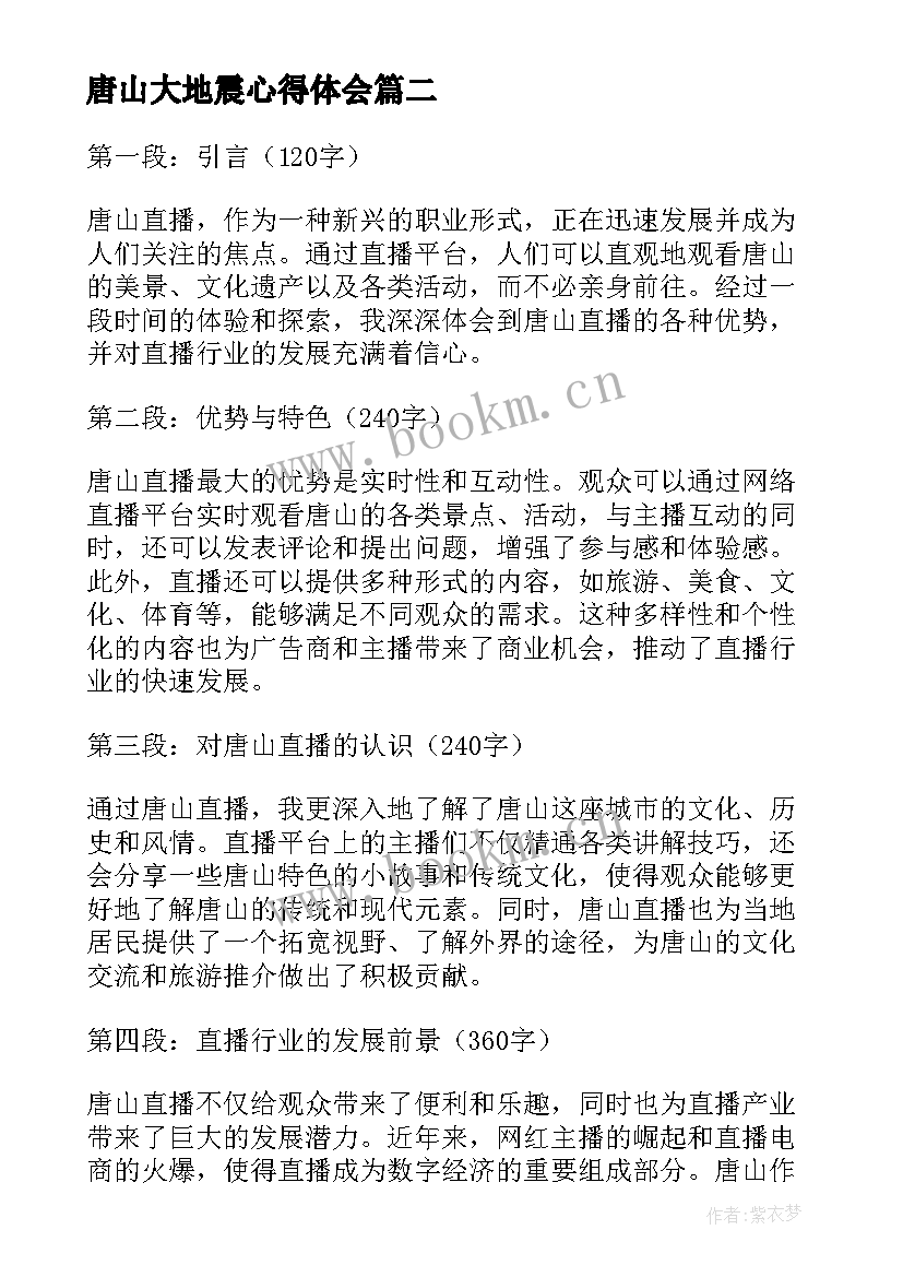 唐山大地震心得体会 观唐山大地震心得体会(精选9篇)