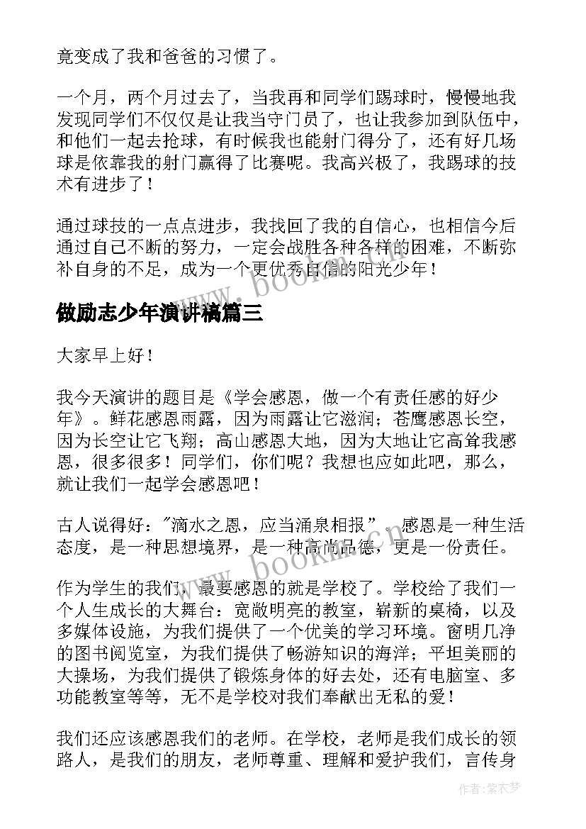 最新做励志少年演讲稿 少年强演讲稿(通用7篇)