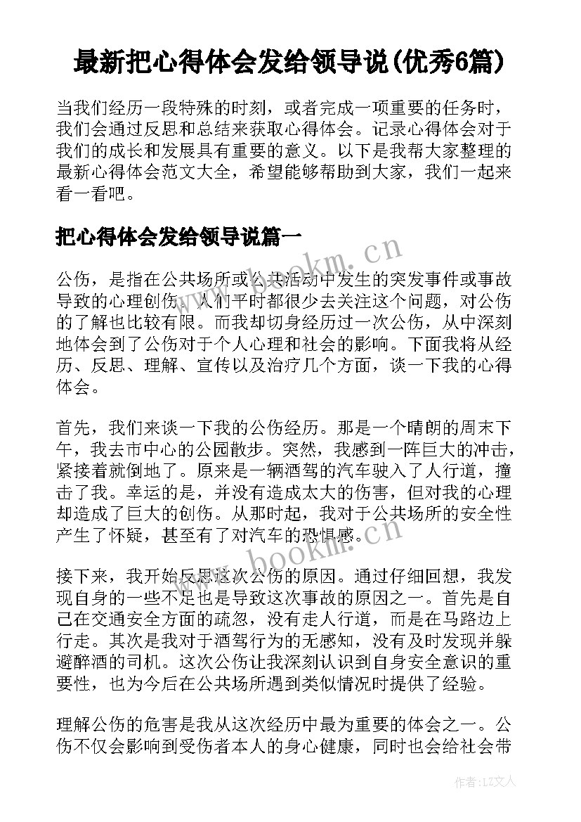 最新把心得体会发给领导说(优秀6篇)