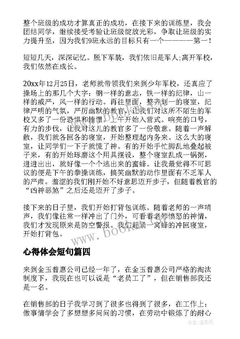 2023年心得体会短句(大全6篇)