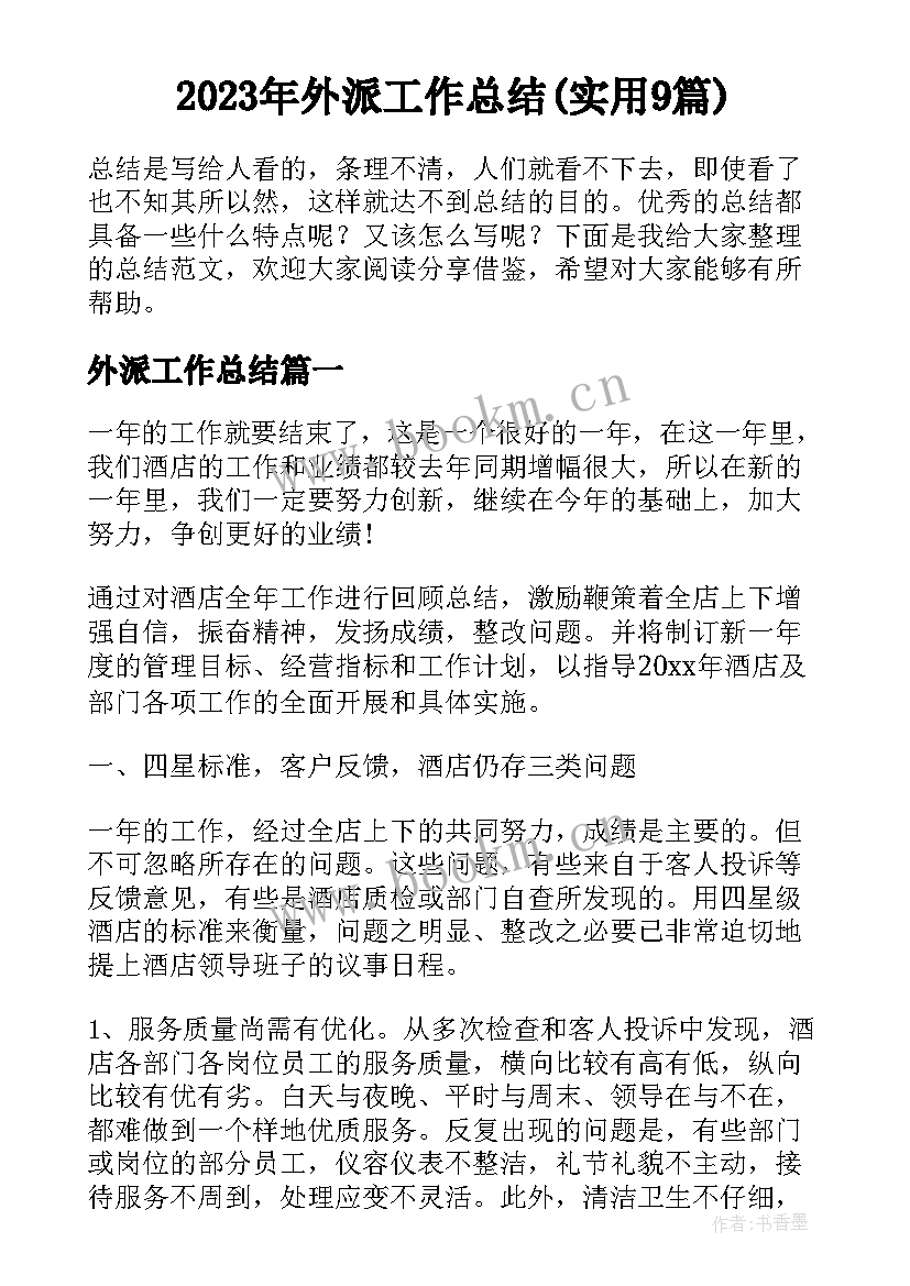 2023年外派工作总结(实用9篇)