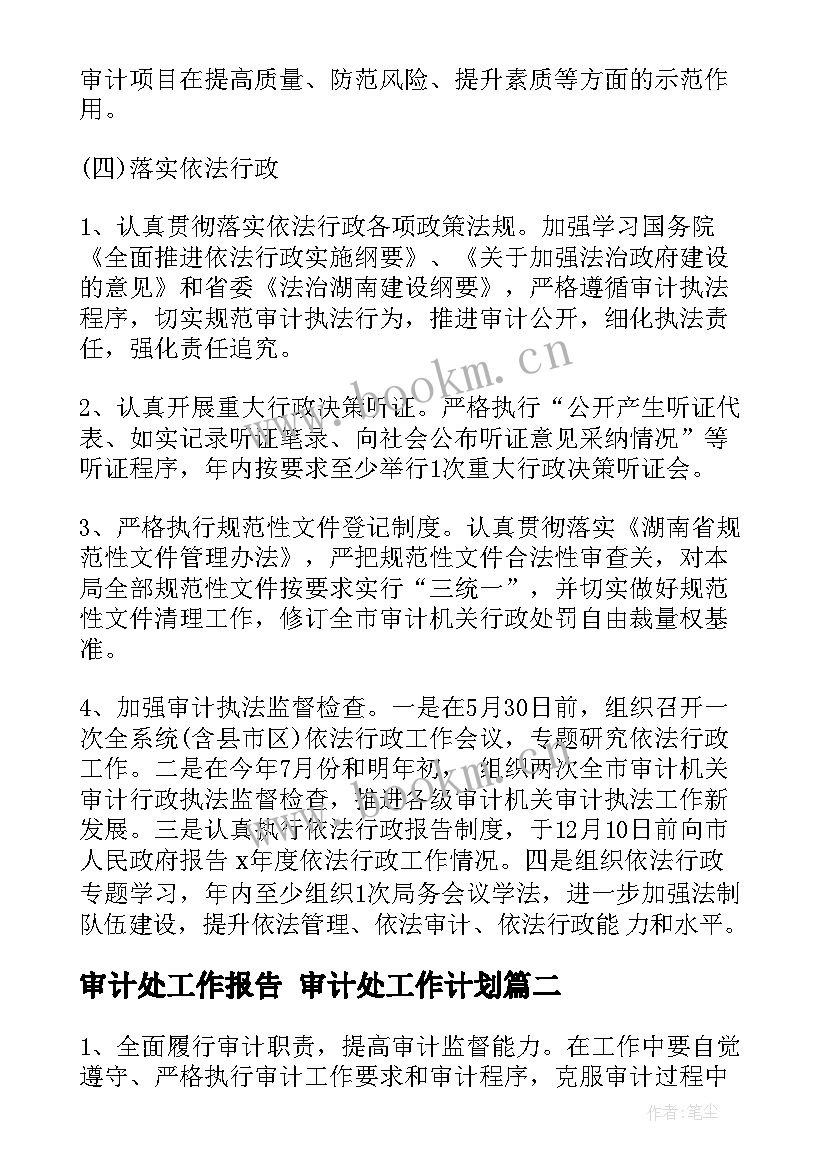 审计处工作报告 审计处工作计划(优秀9篇)