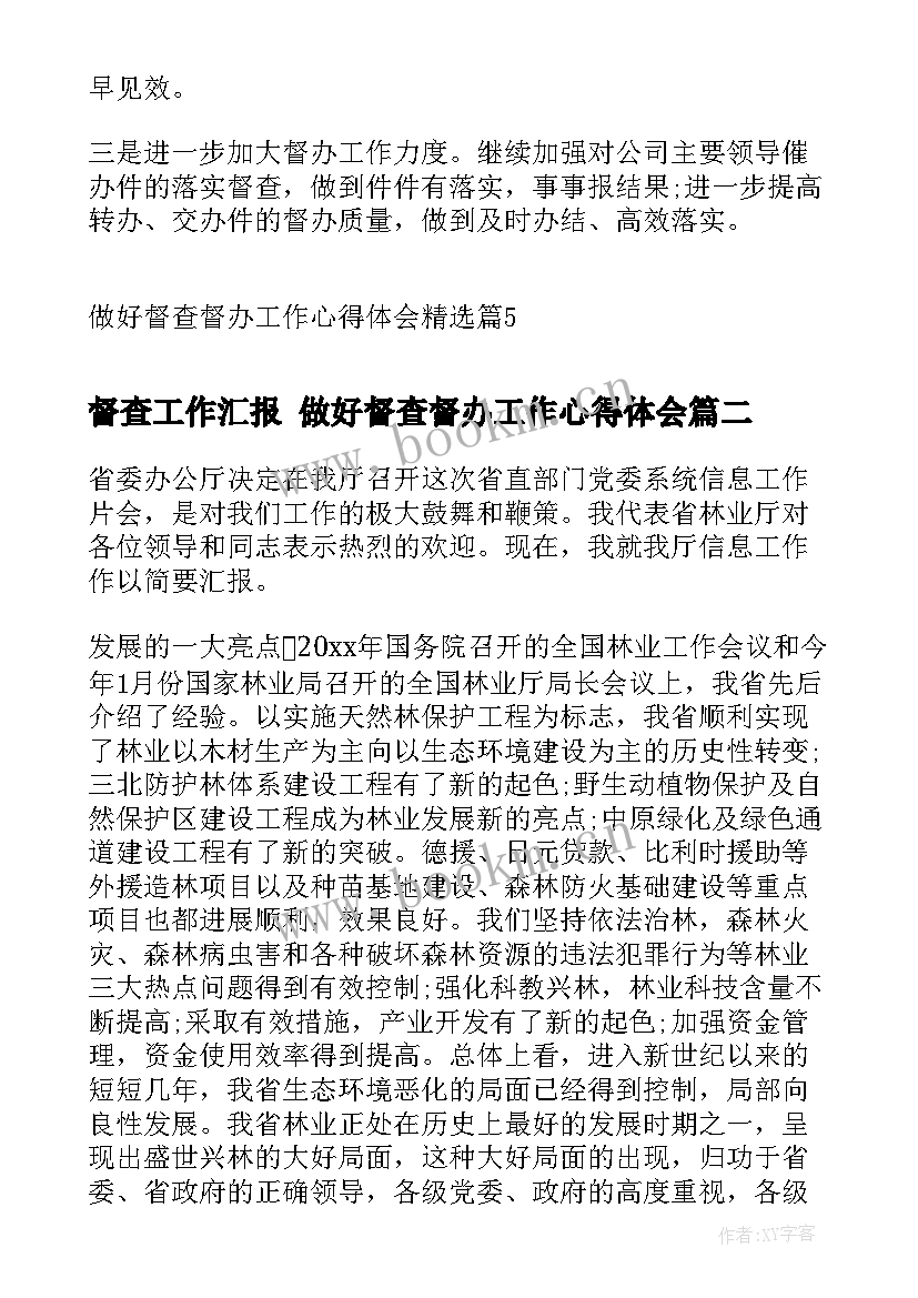 2023年督查工作汇报 做好督查督办工作心得体会(大全7篇)