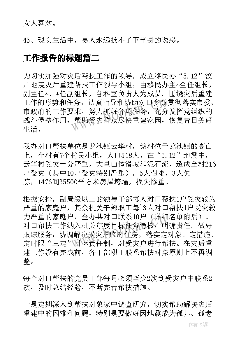 2023年工作报告的标题(精选9篇)