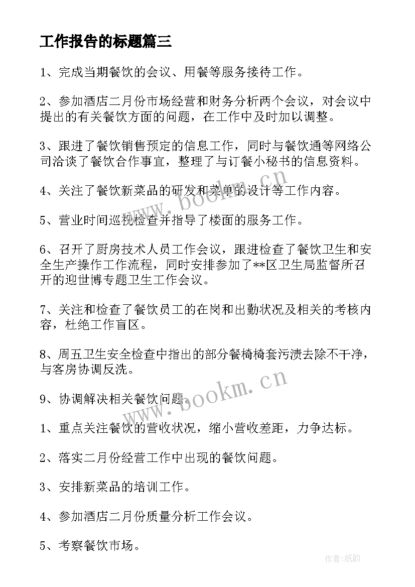 2023年工作报告的标题(精选9篇)