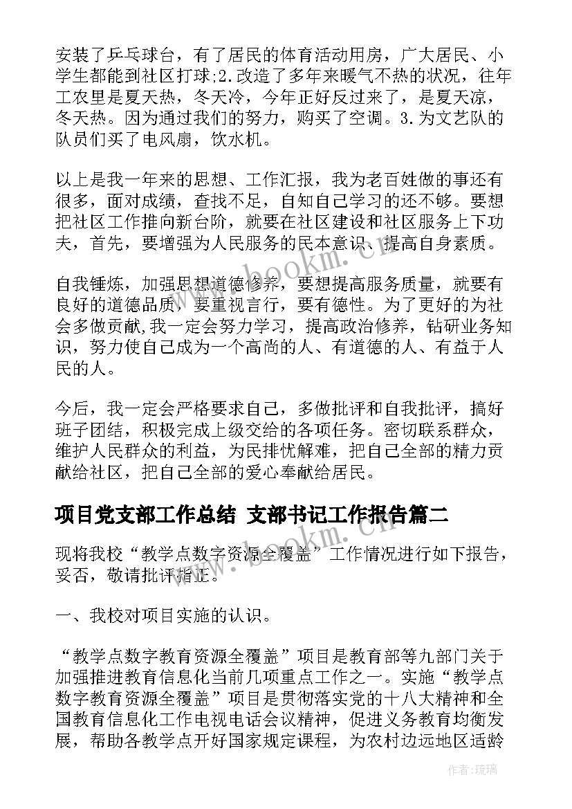 2023年项目党支部工作总结 支部书记工作报告(汇总9篇)