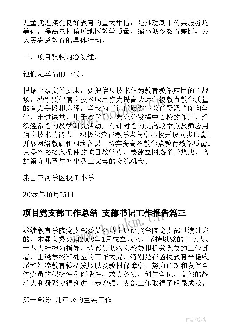 2023年项目党支部工作总结 支部书记工作报告(汇总9篇)