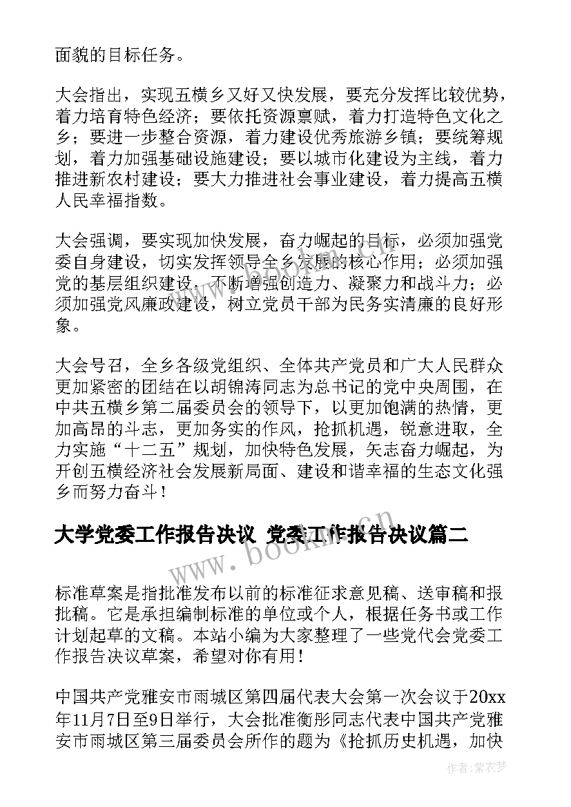 2023年大学党委工作报告决议 党委工作报告决议(优质5篇)