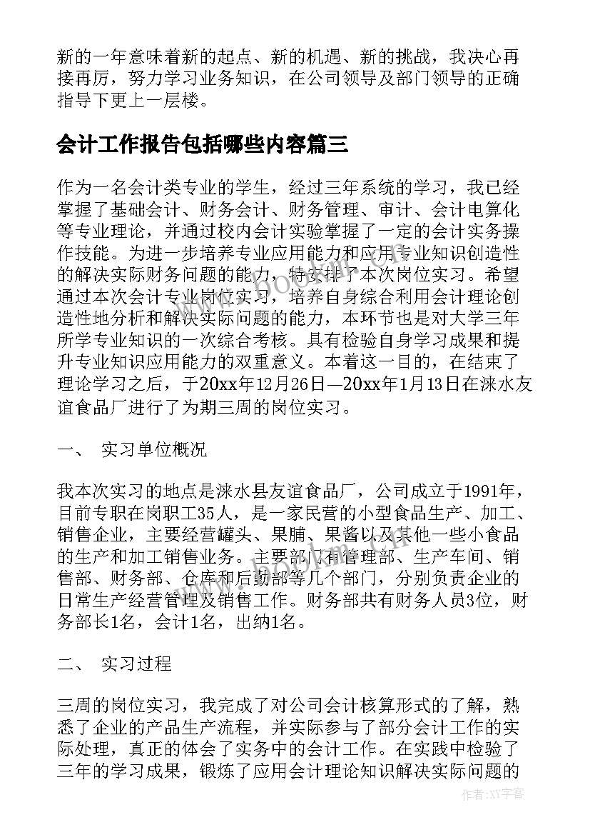 会计工作报告包括哪些内容(实用6篇)