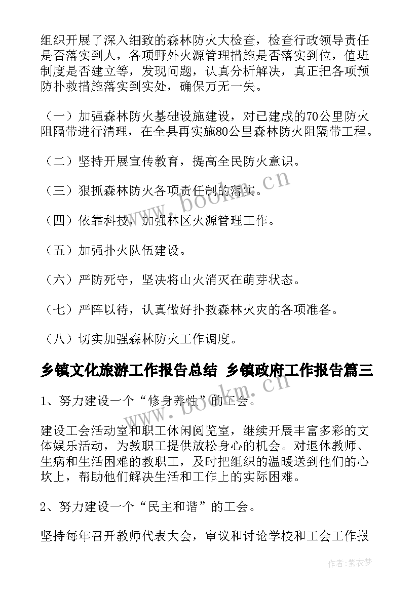 乡镇文化旅游工作报告总结 乡镇政府工作报告(精选10篇)