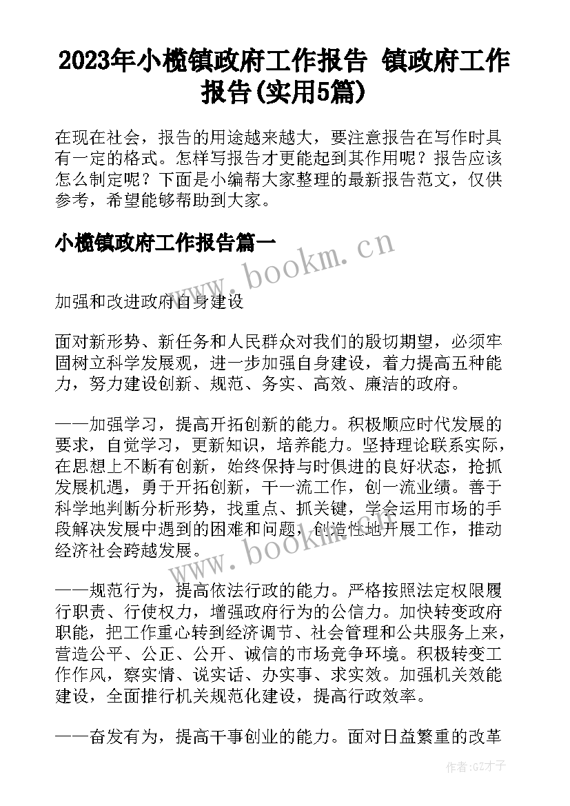 2023年小榄镇政府工作报告 镇政府工作报告(实用5篇)